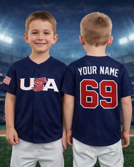 Discover Personalized USA Baseball Jersey, Youths/Kids 2026 World Baseball Classic Shirt