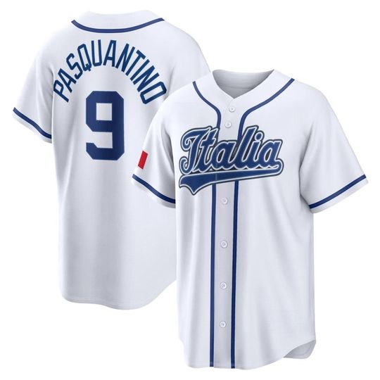 Discover Mens/Youth Pasquantino #9 Jersey  Italy 2026 World Baseball White Classic Stadium Printed Fan Shirt