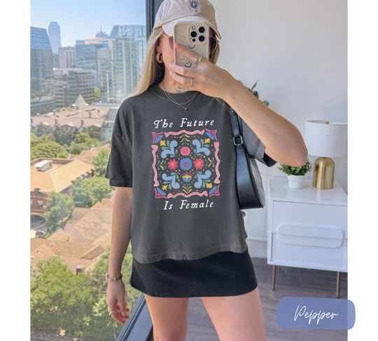 Discover The Future Is Female Boho Floral Boxy Crop Tee