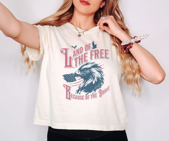 Comfort Colors Women's Boxy Tee 4th of July Crop Top