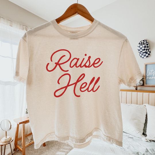 Raise Hell Boxy Crop Top, Feminist Graphic T-Shirt, Protest Shirt, Women's Clothing