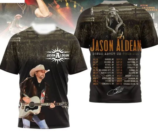 Discover Jason Aldean Full Throttle Tour 2026 AOP 3D T-Shirt