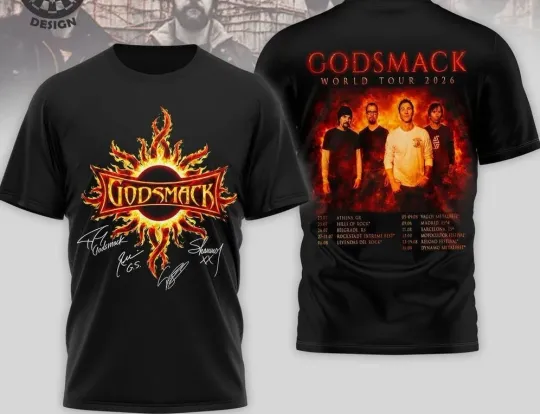 Discover Godsmack World Tour 2026 3D T-Shirt