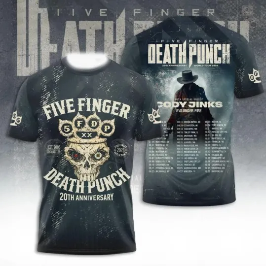 Discover Five Finger Death Punch Tour 2026 AOP 3D T-Shirt