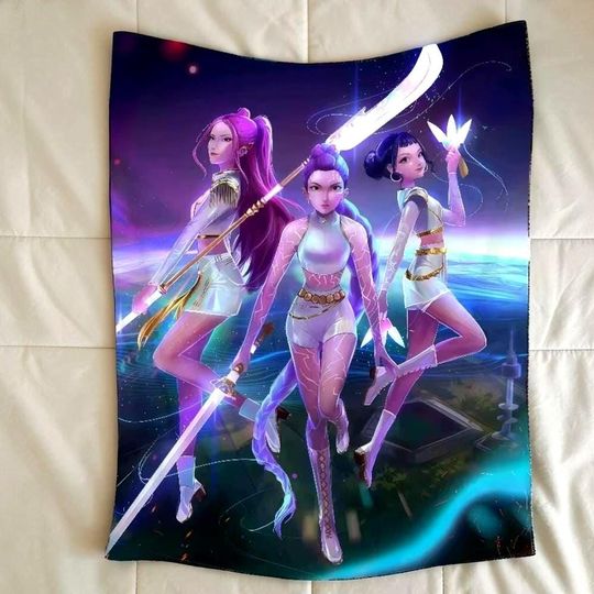 Discover K-Pop Demon Hunter Anime Flannel Blanket, Soft Plush Throw for Sofa Bed, Cute Kpop Fan Gift, Cozy Warm Bedroom Office Travel Blanket