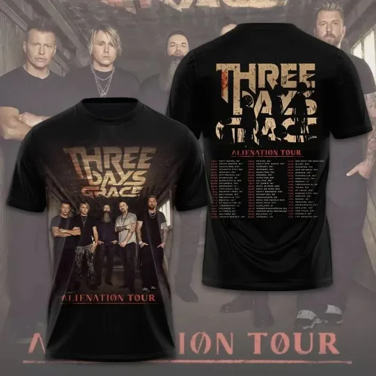 Discover Three Days Grace Alienation Tour 2026 3D T-Shirt
