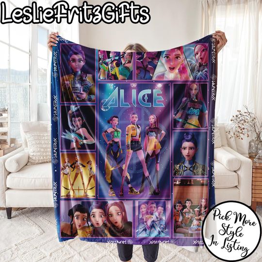 Discover Personalized Kpop Demon Hunter Huntrix Blanket, Custom Name K-Pop Demon Hunter, Cozy Christmas Kids Throw, Huntrix Kpop Demon Hunters