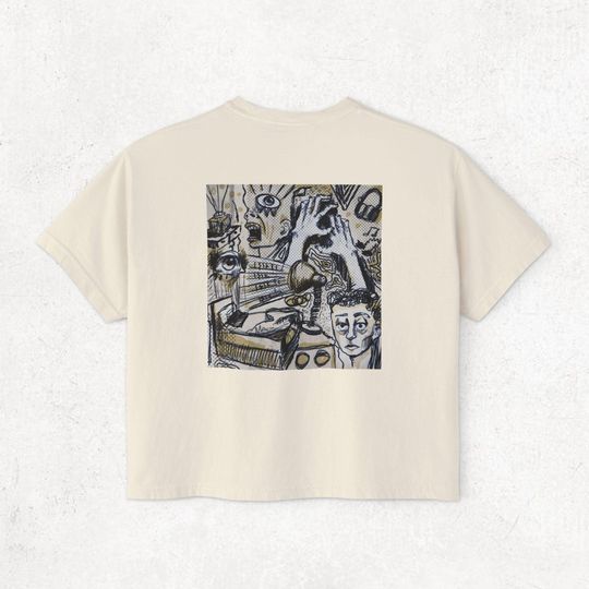 Discover Abstract Art Boxy Tee: Women's Graphic Design Cotton Shirt