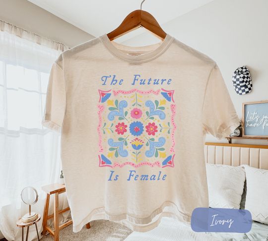 Discover The Future Is Female Boho Floral Comfort Colors Boxy Crop Tee No Kings Feminist Shirt Women's Rights And Wrongs Matriarchy Shirt