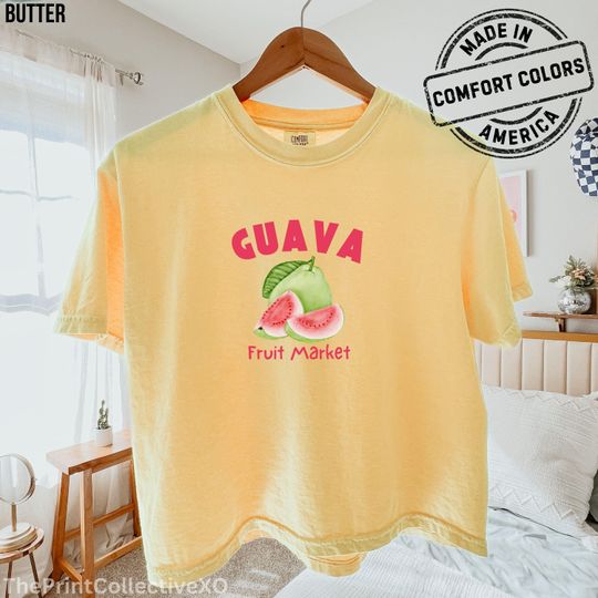 Comfort Colors Guava Fruit Market Graphic Women's Boxy Shirt | Spring Summer Cropped Tee