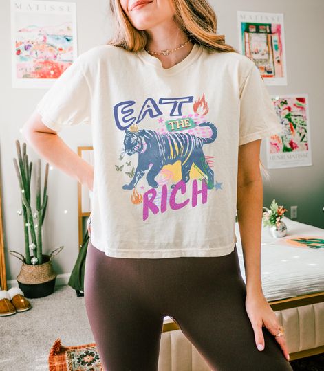 Eat The Rich Crop Top,  Anti Capitalism Boxy Crop, Anti Billionaire Crop, Anti Capitalist Crop Top