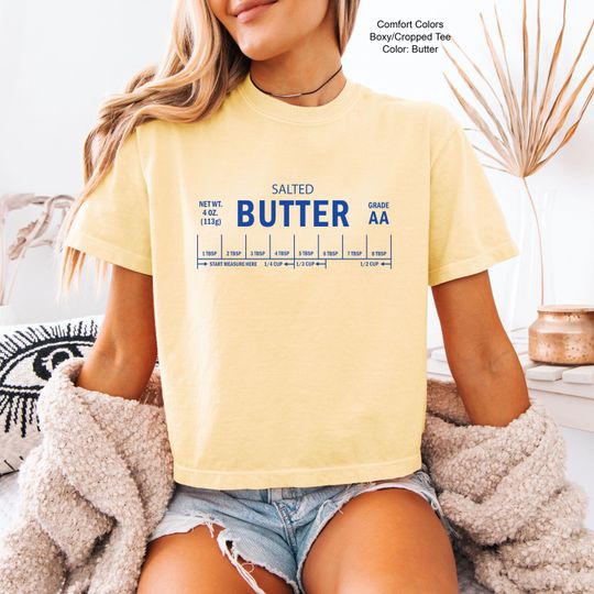 Discover Comfort Colors Boxy T-Shirt Salted Butter Crop Top Women's Shirt