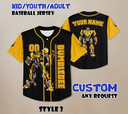 Discover Custom Bumblebee Baseball Jersey, Transformers Baseball Shirt