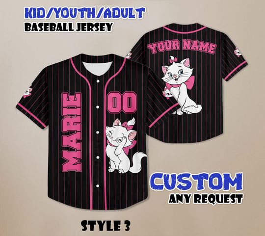Discover Custom Disney Marie Cat Baseball Jersey, Disneyland Cat Lady Shirt