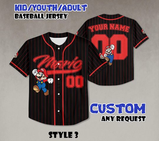 Discover Custom Super Mario Baseball Jersey, Family Team Trip Tee