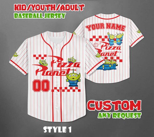 Discover Personalized Pizza Planet Baseball Jersey, Custom Toy Story Outfit