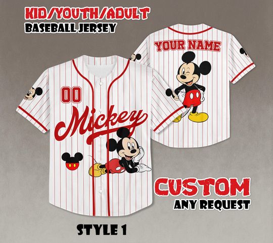 Discover Custom Disney Mickey Mouse Baseball Jersey, Disney Mickey and Friends Jersey, Disneyland Baseball Team Matching Outfit, Birthday Gifts