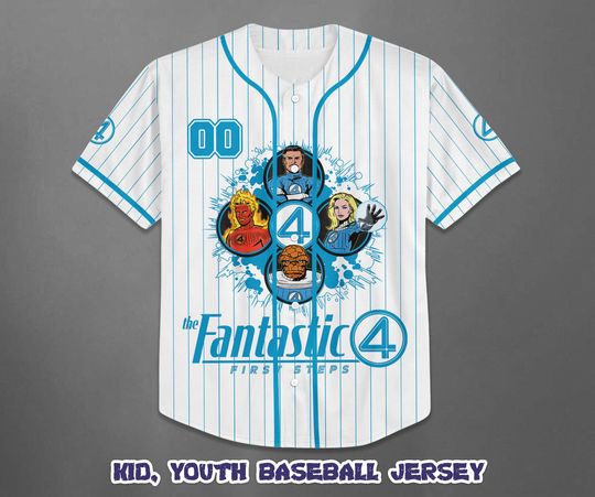 Discover Custom Fantastic Four First Steps Baseball Jersey, Marvel Studio Superhero Jersey