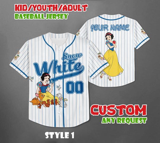Discover Custom Disney Snow White Baseball Jersey, Disney Matching Trip Outfit