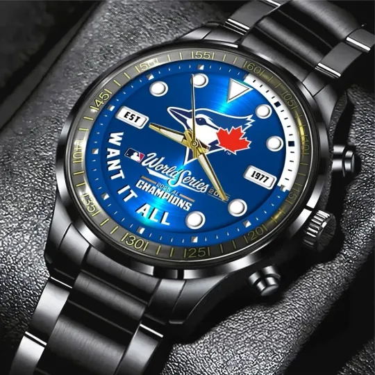 Discover Toront Blue Jays World Series 2025 Black Stainless Steel Watch