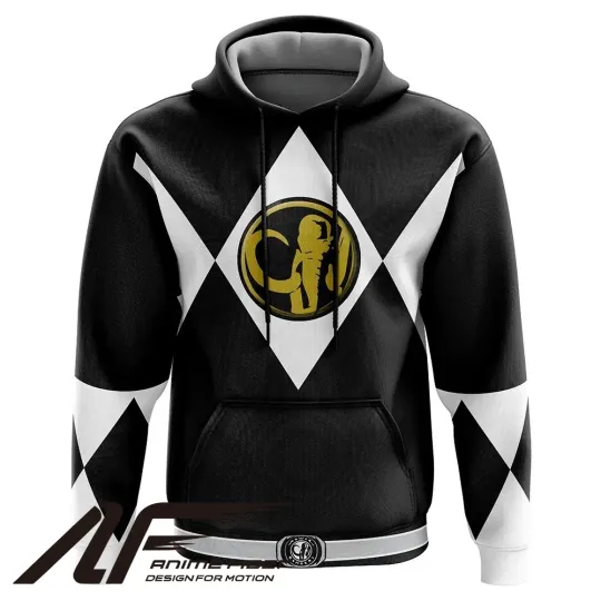 Discover Power Rangers Black Ranger Mighty Morphin Hoodie