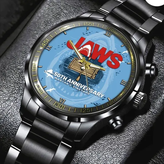 Discover Jaws Black Stainless Steel Watch 50 Years Anniversary