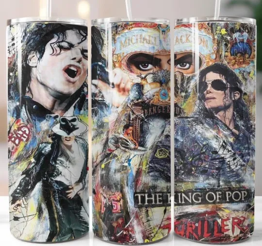 Michael Jackson Inspired 20oz Stainless Steel Tumbler with Lid and Straw