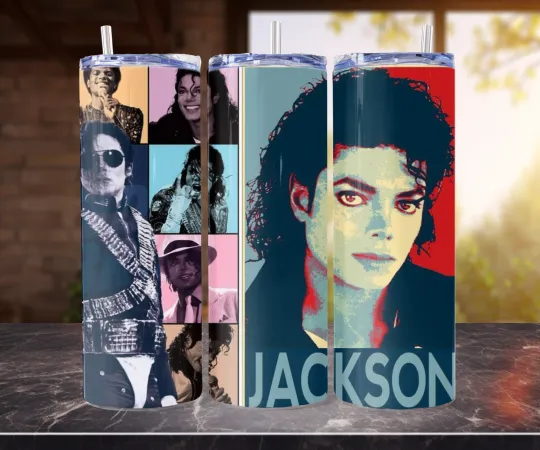 Michael Jackson Inspired Stainless Steel Tumbler with Straw – 20oz