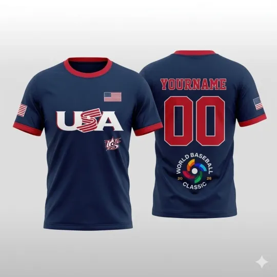 Discover Custom Name World Baseball Classic 2026 USA Team T-Shirt Size S-5XL
