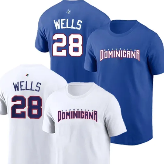 Discover Austin Wells #28 Dominican Republic Team 2026 World Baseball Classic T-Shirt