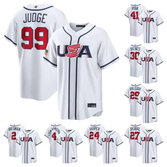 Discover Men's USA Baseball White 2026 World Baseball Classic Printed Jersey Size S-5XL