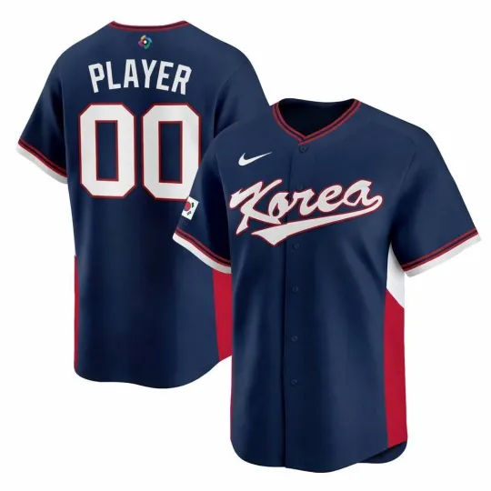 Discover Men's Korea Baseball 2026 World Baseball Classic Navy Jersey Shirt Full Size