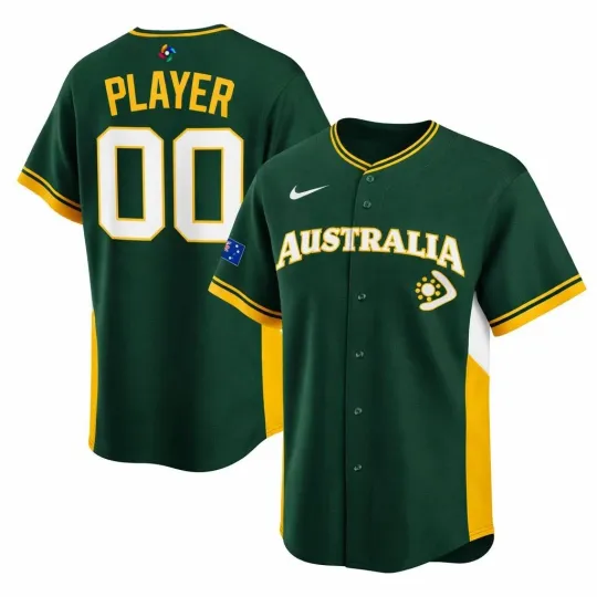 Discover Australia Baseball 2026 World Baseball Classic Green Jersey Shirt Full Size