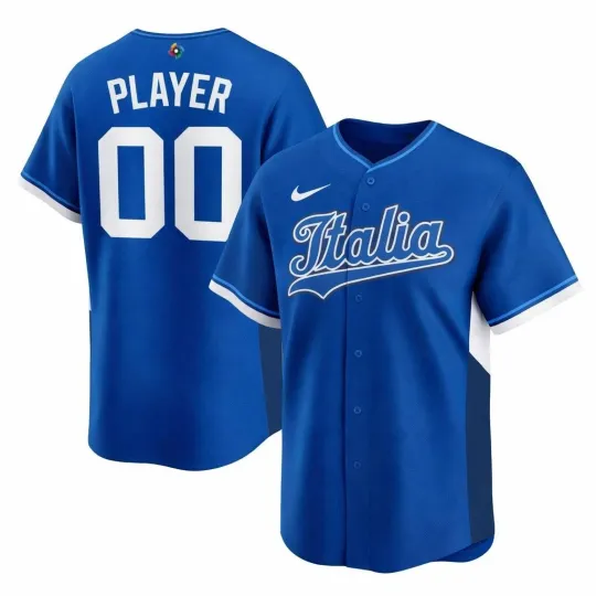 Discover Men's Italy Baseball Blue 2026 World Baseball Classic Jersey Shirt Full Size