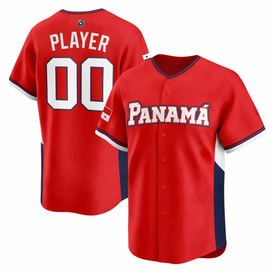 Discover Men's Panama Baseball Red 2026 World Baseball Classic Jersey Shirt Full Size