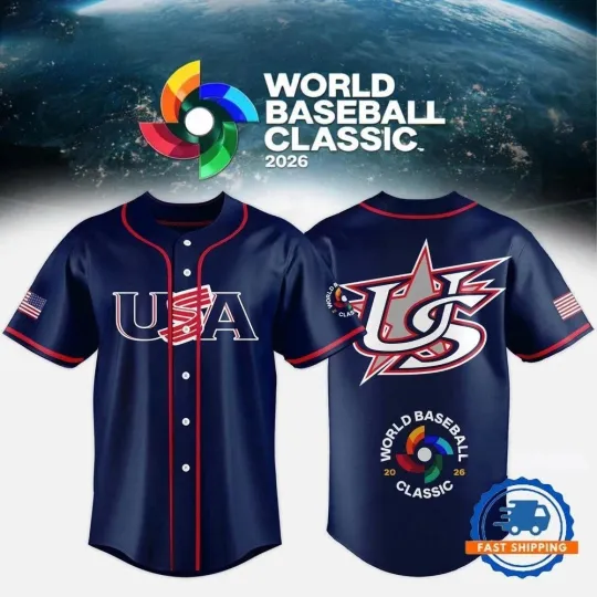 Discover Team USA 2026 World Baseball Classic Jersey Shirt Navy Print For Fan XS-5XL