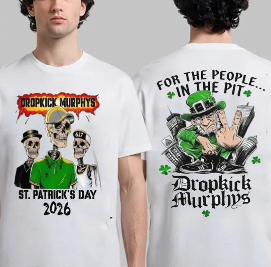 Discover Dropkick Murphys St. Patrick’s Day 2026 Double Sided T-Shirt