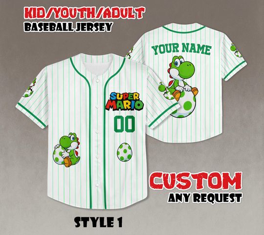 Discover Custom Super Mario Yoshi Baseball Jersey, Family Trip Shirt