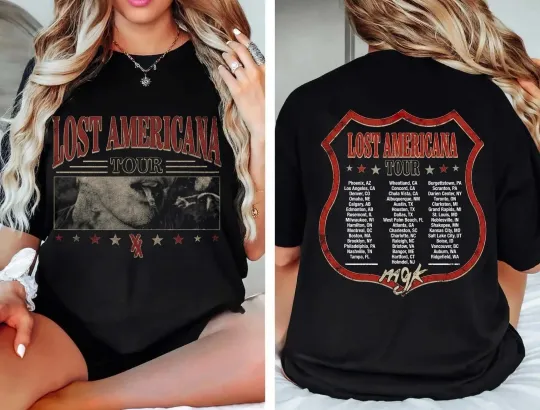 Discover Machine Gun Kelly MGK Lost Americana Tour 2025-2026 Double Sided T-Shirt