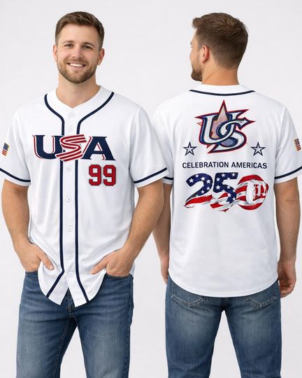 Discover Personalized Baseball Jersey USA 2026, Baseball Jersey Custom Name Number, Happy 250th Birthday USA Shirt