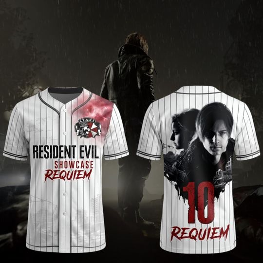 Discover Vintage Survival Horror Baseball Jersey, Distressed Leon Inspired Graphic Jersey, Classic Gamer Fan Gift