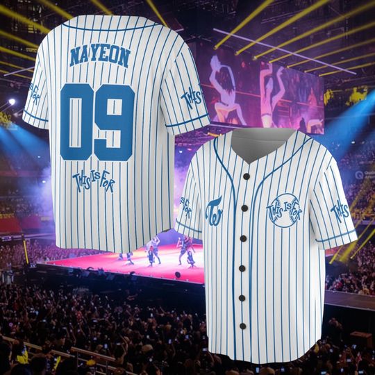 Discover Twice This Is For Line Jersey Baseball Jersey, 2026 World Tour Mixed Mesh Jersey, Twice Merch Shirt For Kpop Fan, World Tour 2026