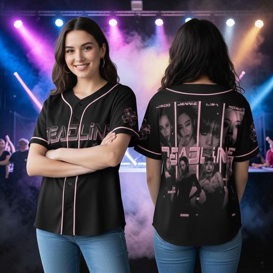 Discover BPINK Deadline 2026 Baseball Jersey, BPink K-Pop Merch, Gift For Fans, Concert Tour Merch, BPINK Army Merch Tour BPINK Army Outfit