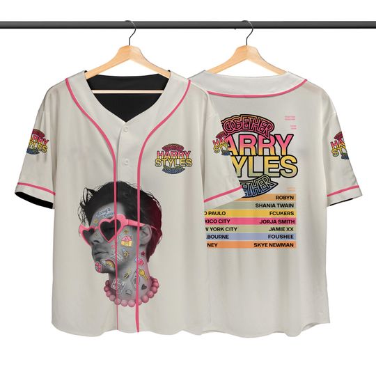 Discover Harry Together Tour 2026 White Baseball Jersey Unisex Concert Merch Shirt