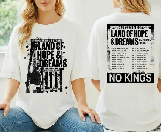 Discover Bruce Springsteen Land Of Hope & Dreams Tour 2026 Double Sided T-Shirt