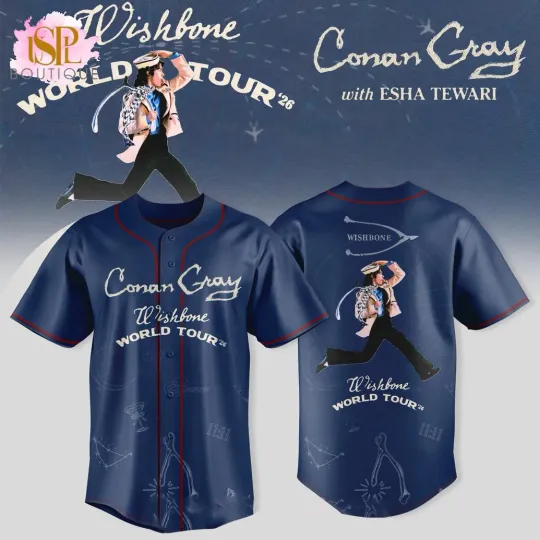 Discover Conan Gray World Tour 2026 Blue Baseball Jersey Full Size