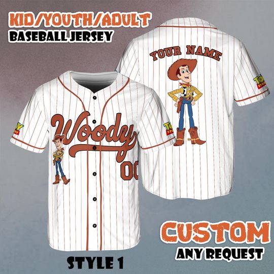 Discover Custom Woody Toy Story Baseball Jersey, Disneyworld Trip, Kid Youth Adult Polyester