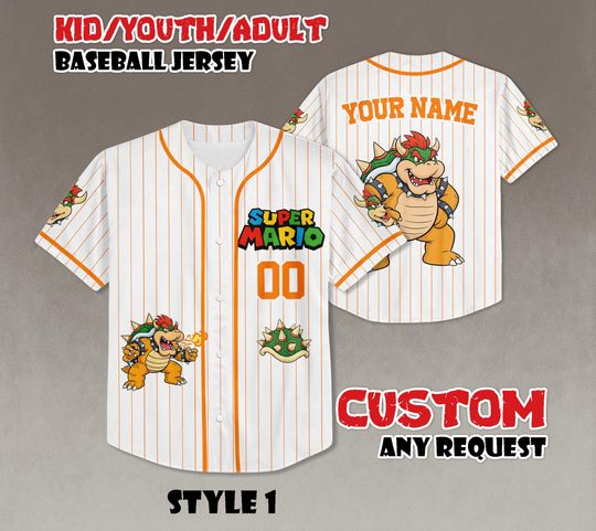 Discover Custom Super Mario Bowser Baseball Jersey, Family Trip Shirt