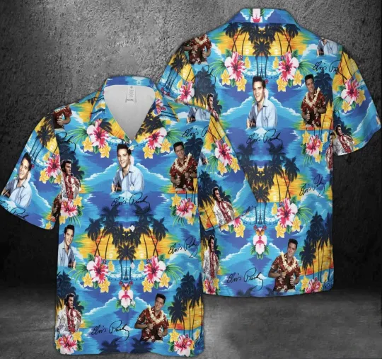 Discover Elvis Presley Hawaiian Shirt Aloha Summer Tropical Tee