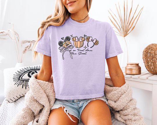 Discover Disney Halloween Boxy Tee - Coquette Vintage Comfort Colors Mickey Crop Shirt